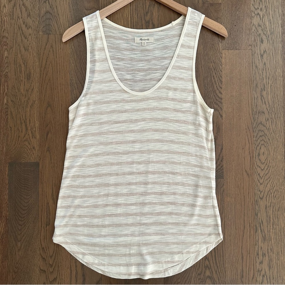 NWOT Madewell Anthem Scoop Tank Cream and Pale Pink Encino Stripe XS